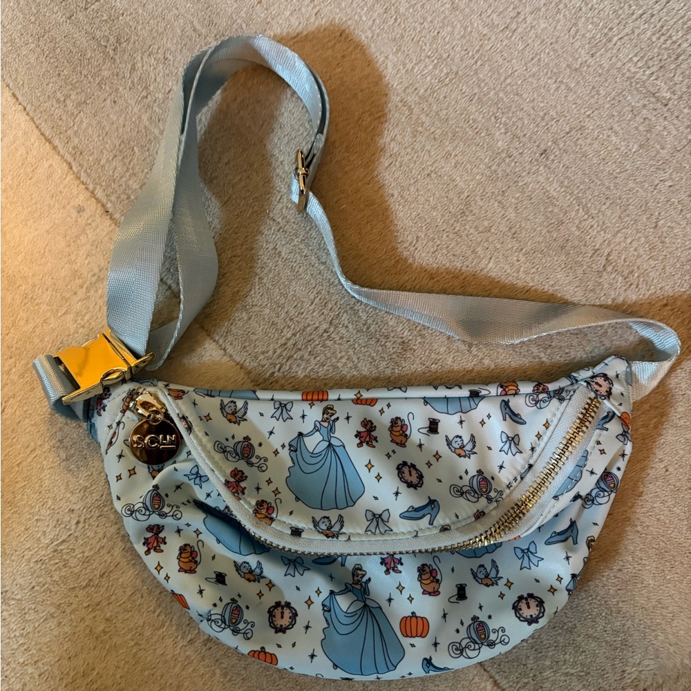 Stoney Clover Lane Light Blue Cinderella Pattern Crossbody Bag